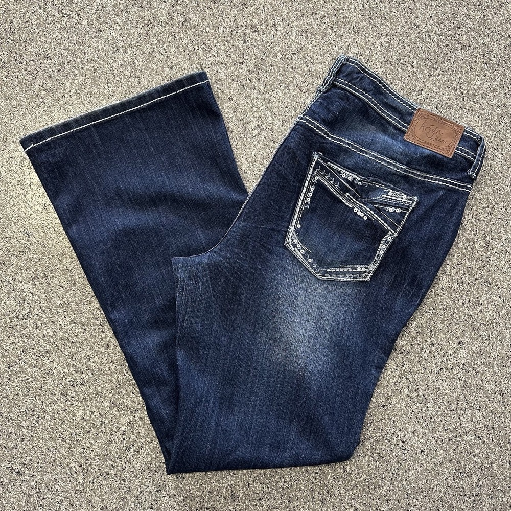Ariya Jeans Womens 18 38x32 Mid Rise Bootcut Thick Stitch Western Stretch Denim